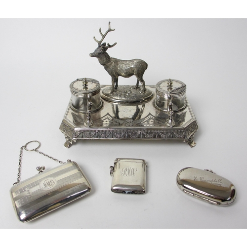 181 - A silver plated inkstand