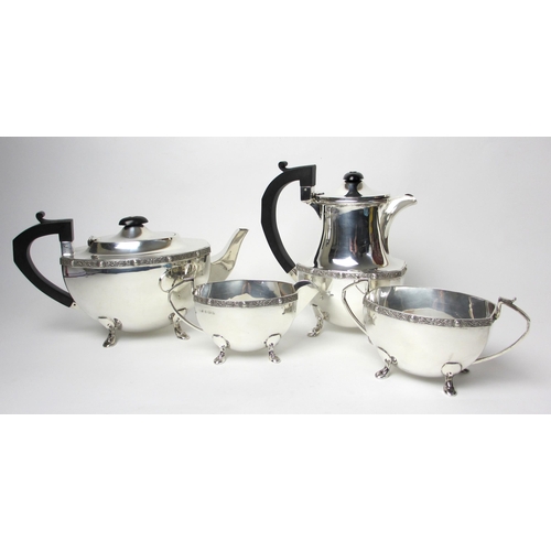 182 - A four piece silver tea service