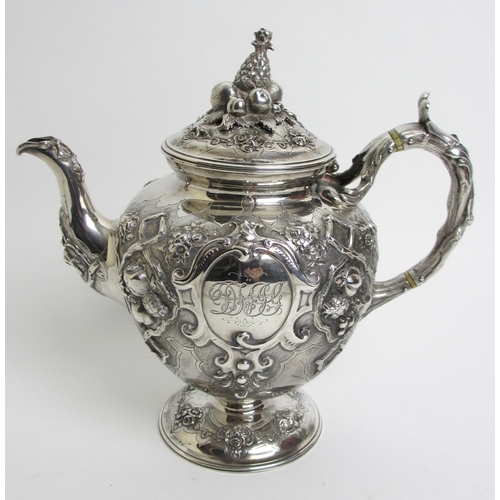 183 - A Victorian silver teapot