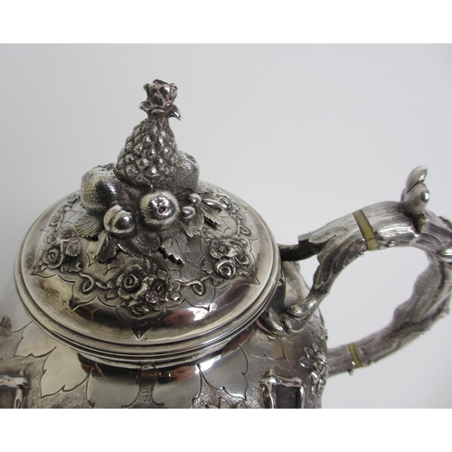 183 - A Victorian silver teapot