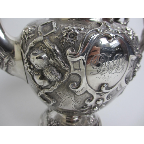 183 - A Victorian silver teapot