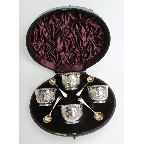 190 - A cased set of four Victorian salts