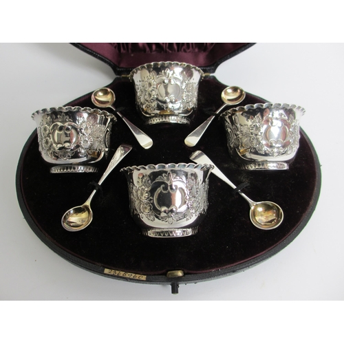 190 - A cased set of four Victorian salts