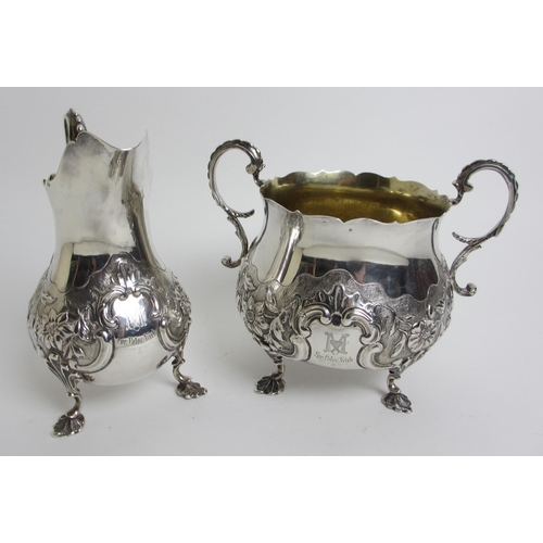 191 - A matched silver cream and sugar