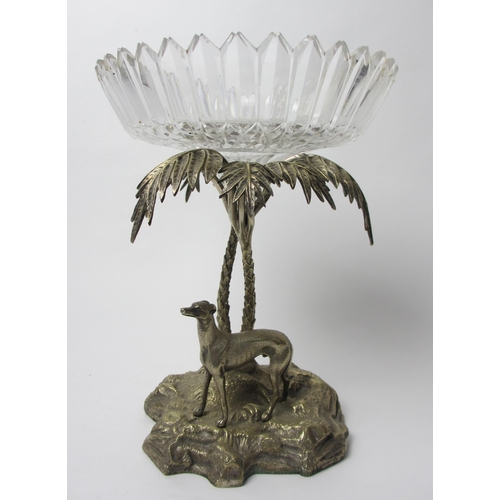 192 - A silver plated and moulded glass centrepiece