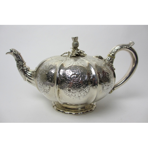 195 - A William IV silver teapot