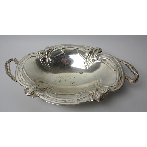 197 - A plated Art Nouveau two handled dish