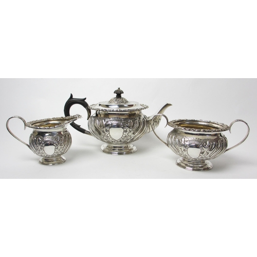 198 - A late Victorian three piece silver tea service