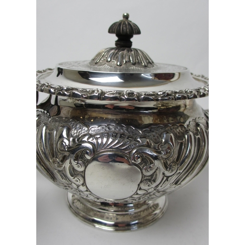 198 - A late Victorian three piece silver tea service