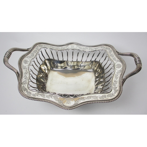 201 - A George III silver twin handled basket