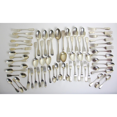 205 - A part suite of Victorian silver cutlery