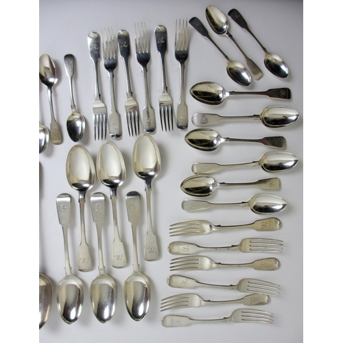 205 - A part suite of Victorian silver cutlery