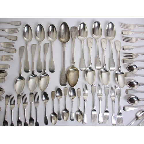 205 - A part suite of Victorian silver cutlery