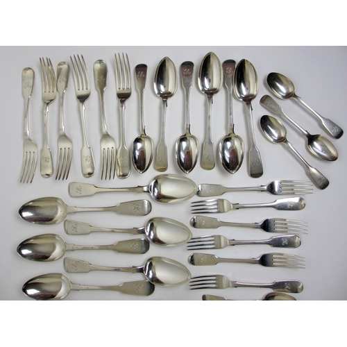 205 - A part suite of Victorian silver cutlery