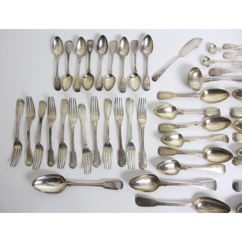 207 - A matched part suite of silver cutlery