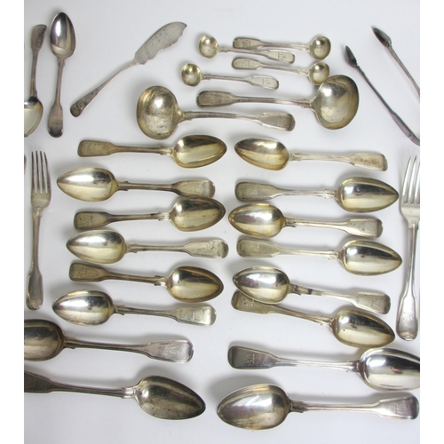 207 - A matched part suite of silver cutlery