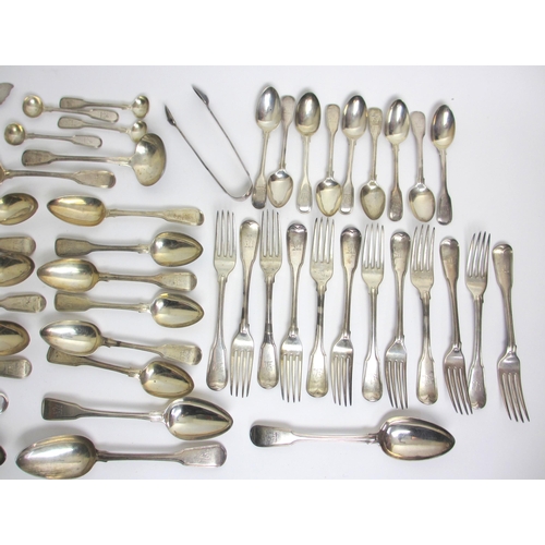 207 - A matched part suite of silver cutlery