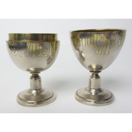 222 - A Russian silver gilt double egg cup