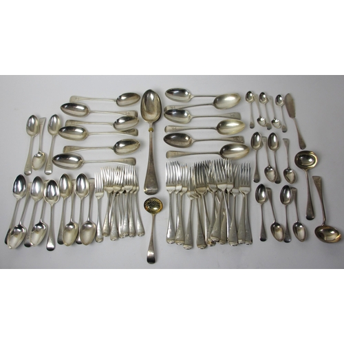 232 - A Victorian part set of silver flatware