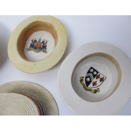 291 - Seven Crested China straw boaters