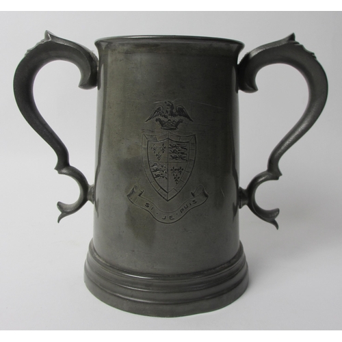 293 - Lady Margaret Boat Club  Cambridge (St Johns College) Two pewter two-handled crested trophies