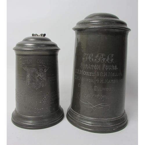 296 - A pewter Exeter College  Oxford Crested lidded trophy