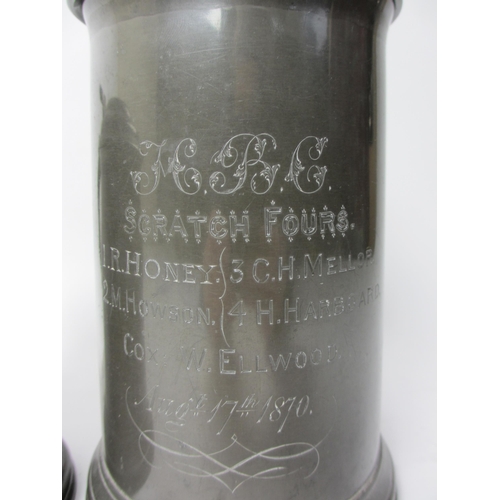 296 - A pewter Exeter College  Oxford Crested lidded trophy