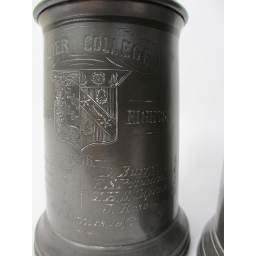 296 - A pewter Exeter College  Oxford Crested lidded trophy