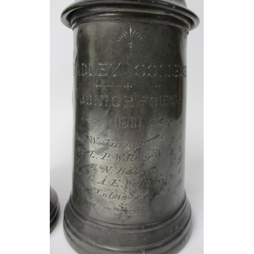 297 - A pewter N.S Boat Club Crossed Oars lidded trophy