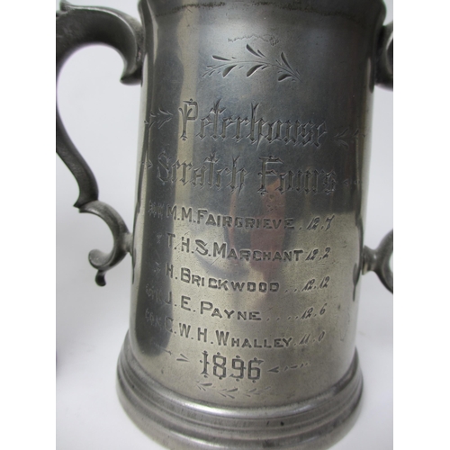 298 - A pewter Peterhouse College  Cambridge Crested two-handled trophy