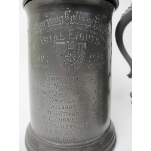 298 - A pewter Peterhouse College  Cambridge Crested two-handled trophy