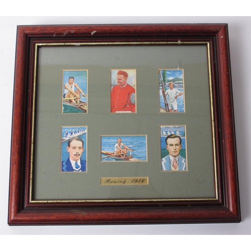 304 - Three framed collections of rowing cigarette cards