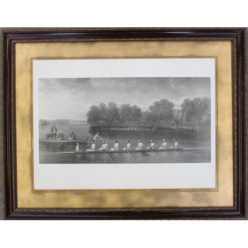 313 - A framed print of Eton Monarch twelve seater rowing boat