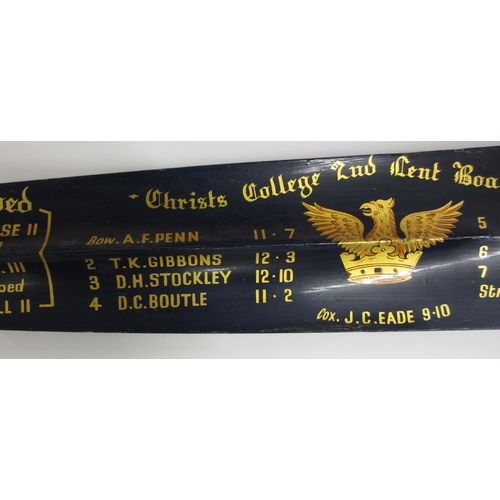 318 - A Christs College  Cambridge crested full length (12 feet) oar  1968