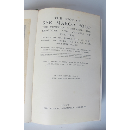 367 - YULE (Sir Henry)  Ser Marco Polo  3rd Edition  2 vols  1929