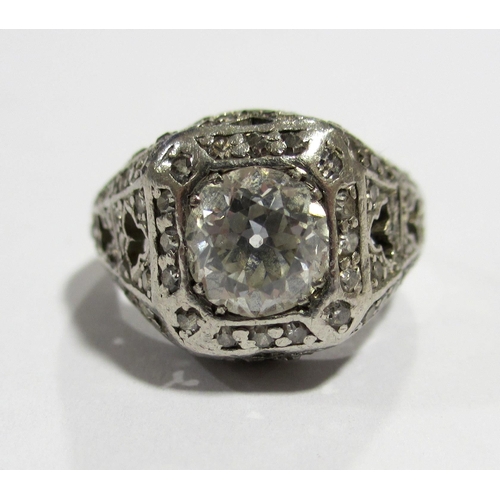 63 - An early 20 th century white metal diamond solitaire ring