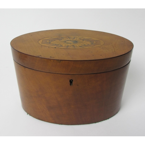 675 - A George III satinwood oval tea caddy