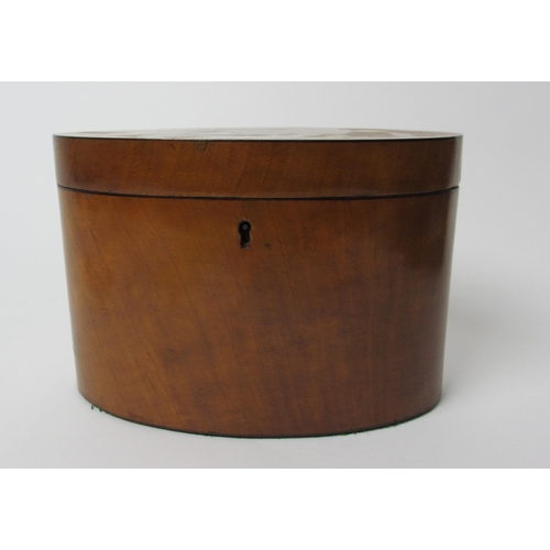 675 - A George III satinwood oval tea caddy