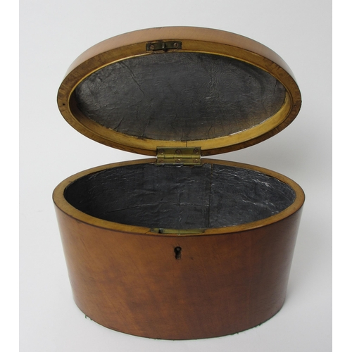 675 - A George III satinwood oval tea caddy