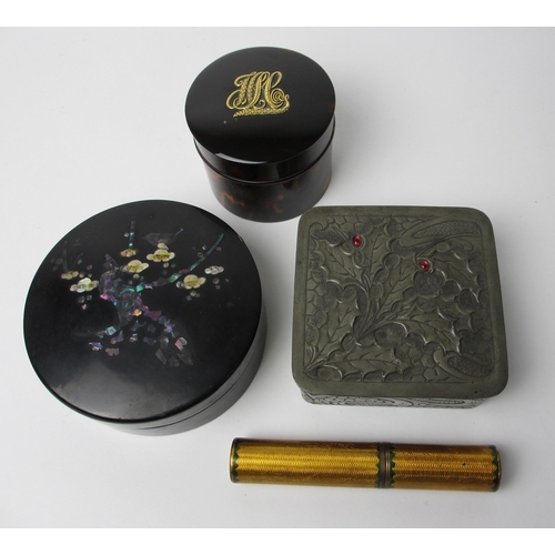 683 - A tortoiseshell circular powder box