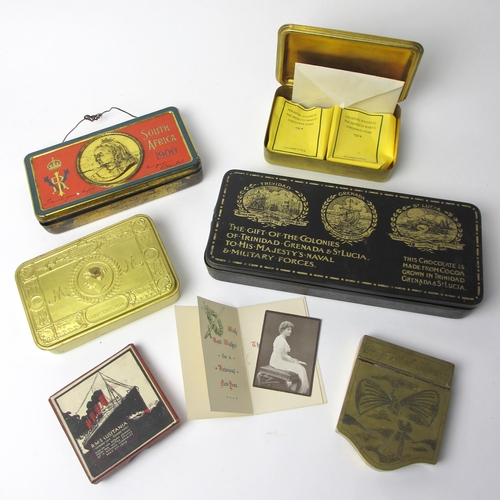 684 - Two 1914 Christmas brass boxes