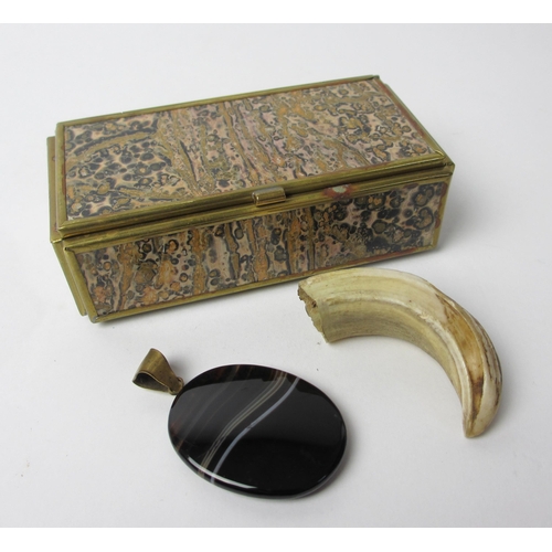 693 - A marble and brass hinged box