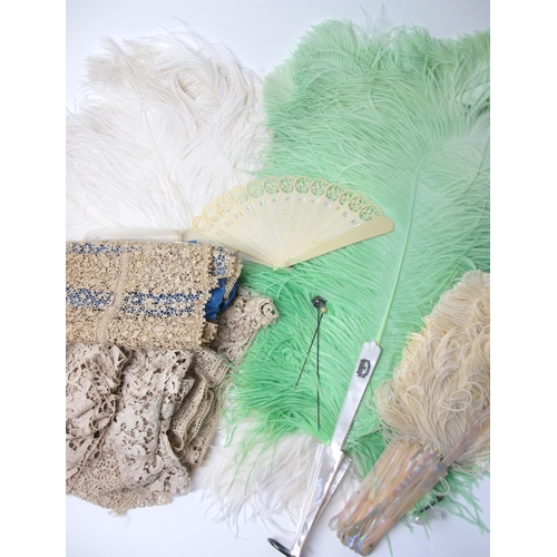 708 - Three ostrich feather fans