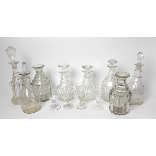 711 - Eight various 19th century cut glass decanters