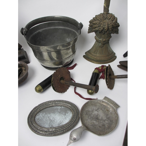 717 - A pewter pail with swing handle