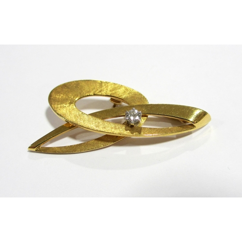 77 - An 18 ct gold diamond set brooch  circa 1970