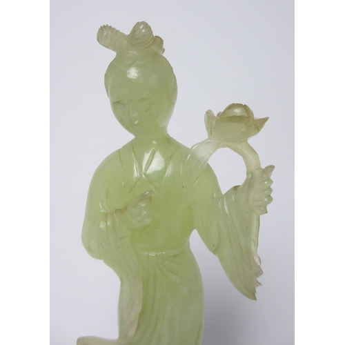 789 - A Chinese rose quartz model of a female figure