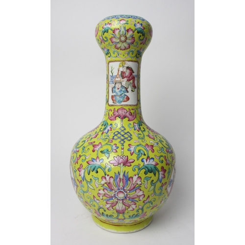 791 - A Chinese yellow ground baluster vase