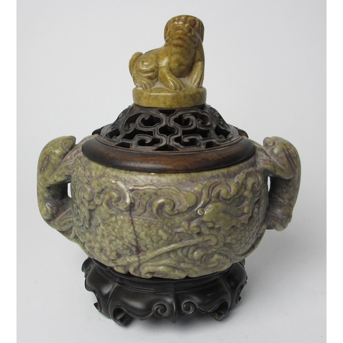 792 - A Chinese hardstone censer