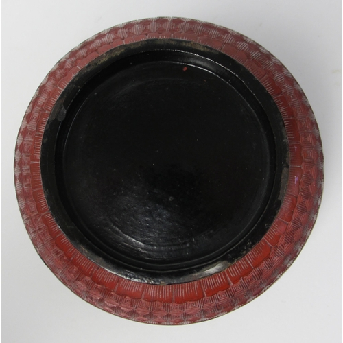 793 - A Chinese cinnabar red lacquer circular box and cover